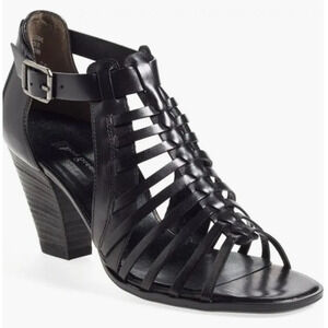 PAUL GREEN Christy Sandal Caged Ankle Strap Open Toe Black Strappy 6.5 UK 9 US